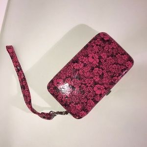 Pink and black floral Wallet